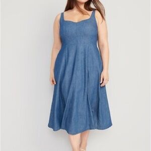 Blue Sleeveless Midi Dress - Classic Denim Look